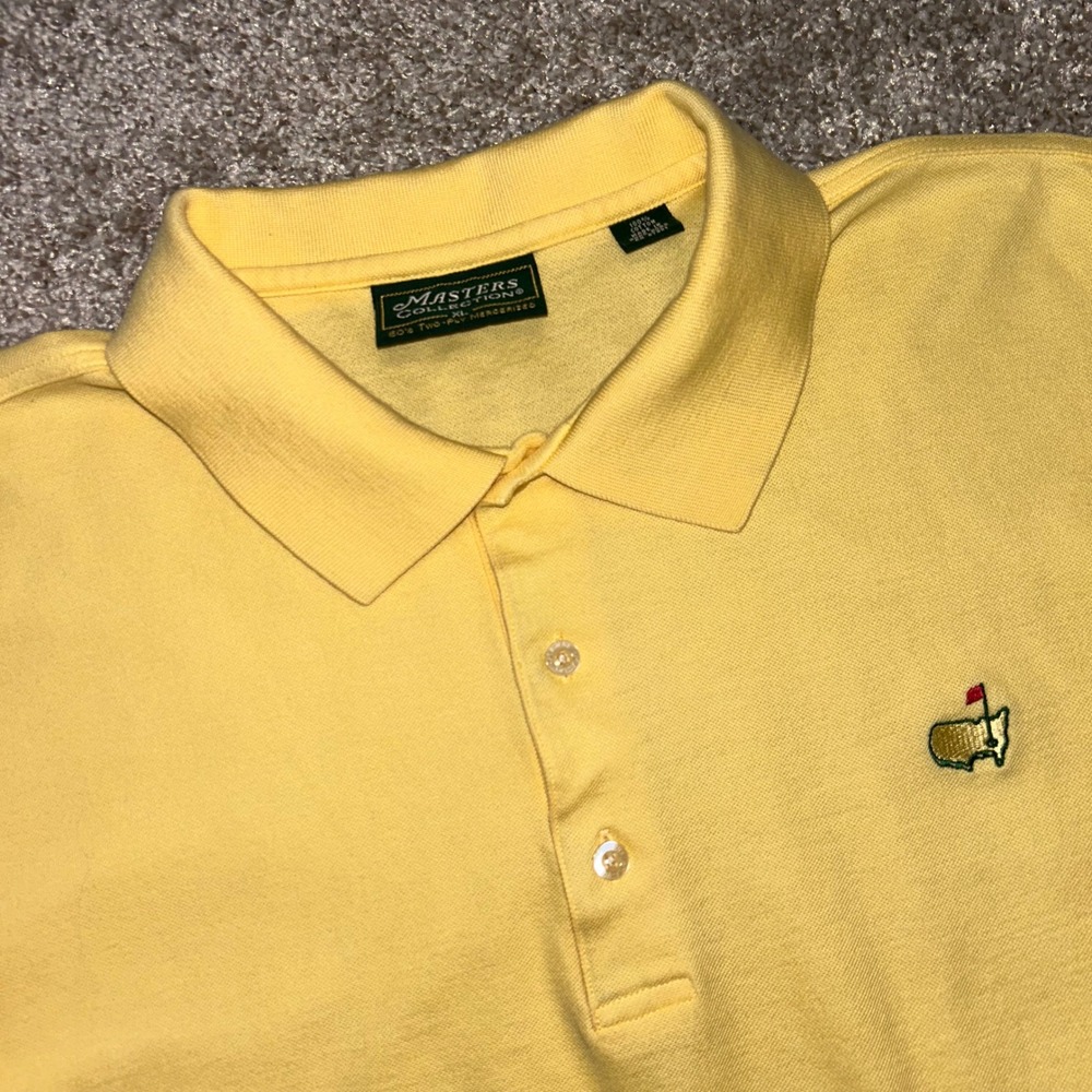 Vintage Masters Augusta‎ Polo Shirt Men Size XL Yellow Golf Cotton Hong Kong